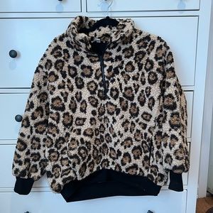 Cheetah Sherpa zip up jacket